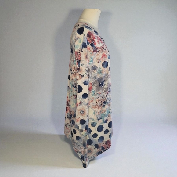 Serengeti Multicolor Floral and Dot Long Sleeve Top - Picture 2 of 5